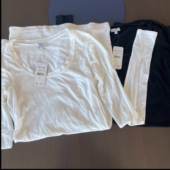 Splendid Tops - Splendid Scoop Neck Solid Long Sleeve Top Bundle Black & White Size Small